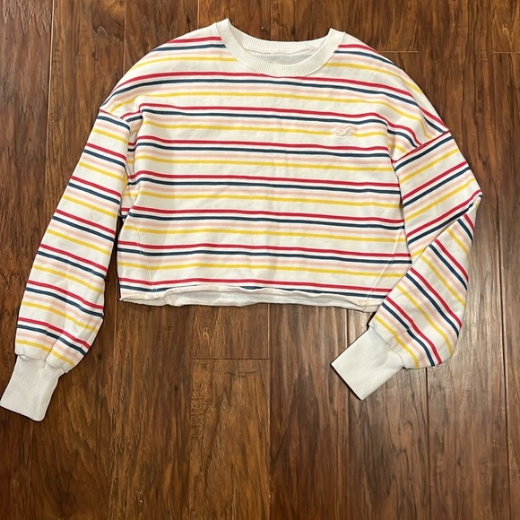 Hollister Tops - Striped Hollister Cropped Sweater/Sweatshirt